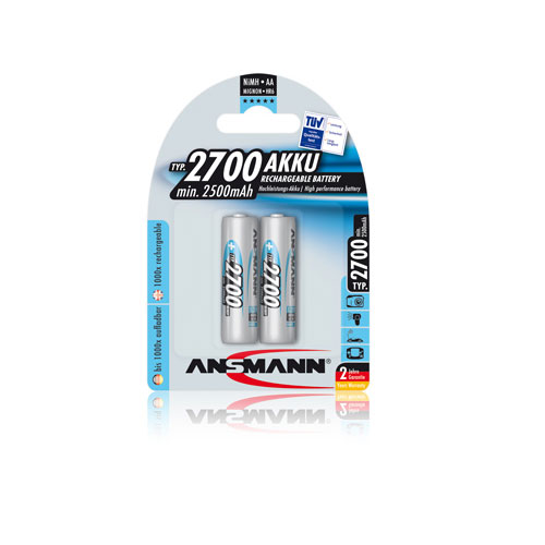 Ansmann 2700mAh NiMh Akku AA Mignon / HR6 2er Pack