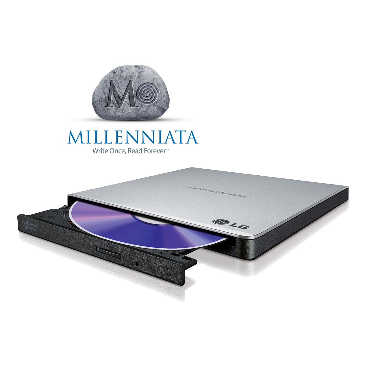 LG HLDS GP57ES40 DVD-RW M-Disk extern, USB 2.0 silber