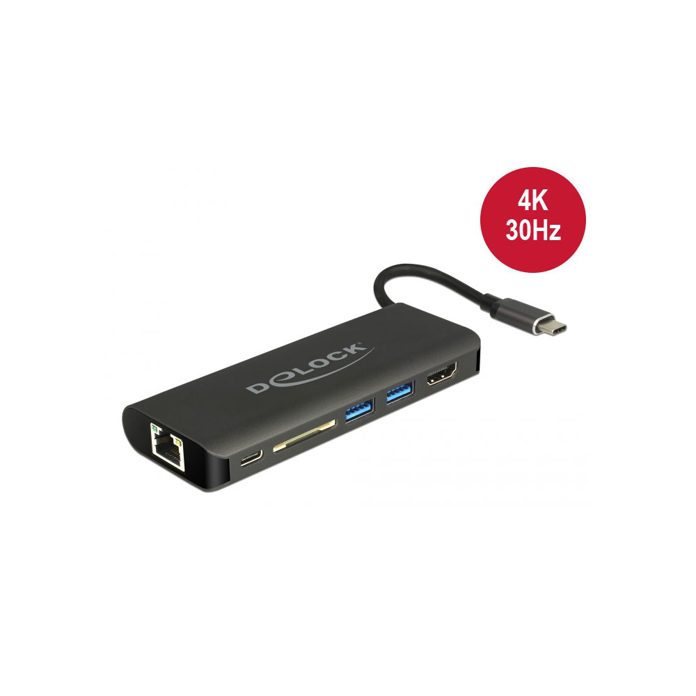 Delock USB Type-C 3.1 Dockingstation HDMI 4K 30 Hz, Gigabit LAN 