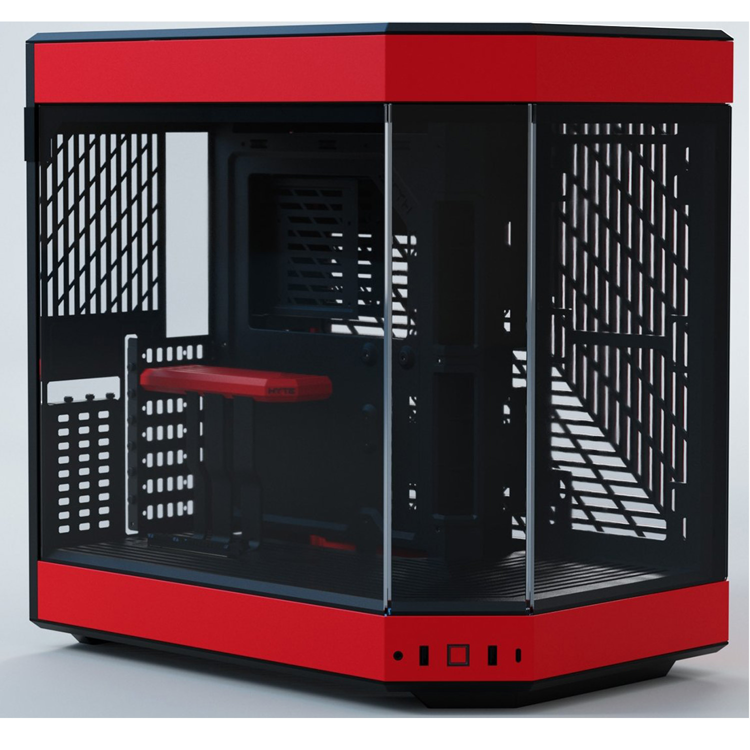 Hyte Y60 Midi-Tower rot/ schwarz, Panorama- Glasfenster