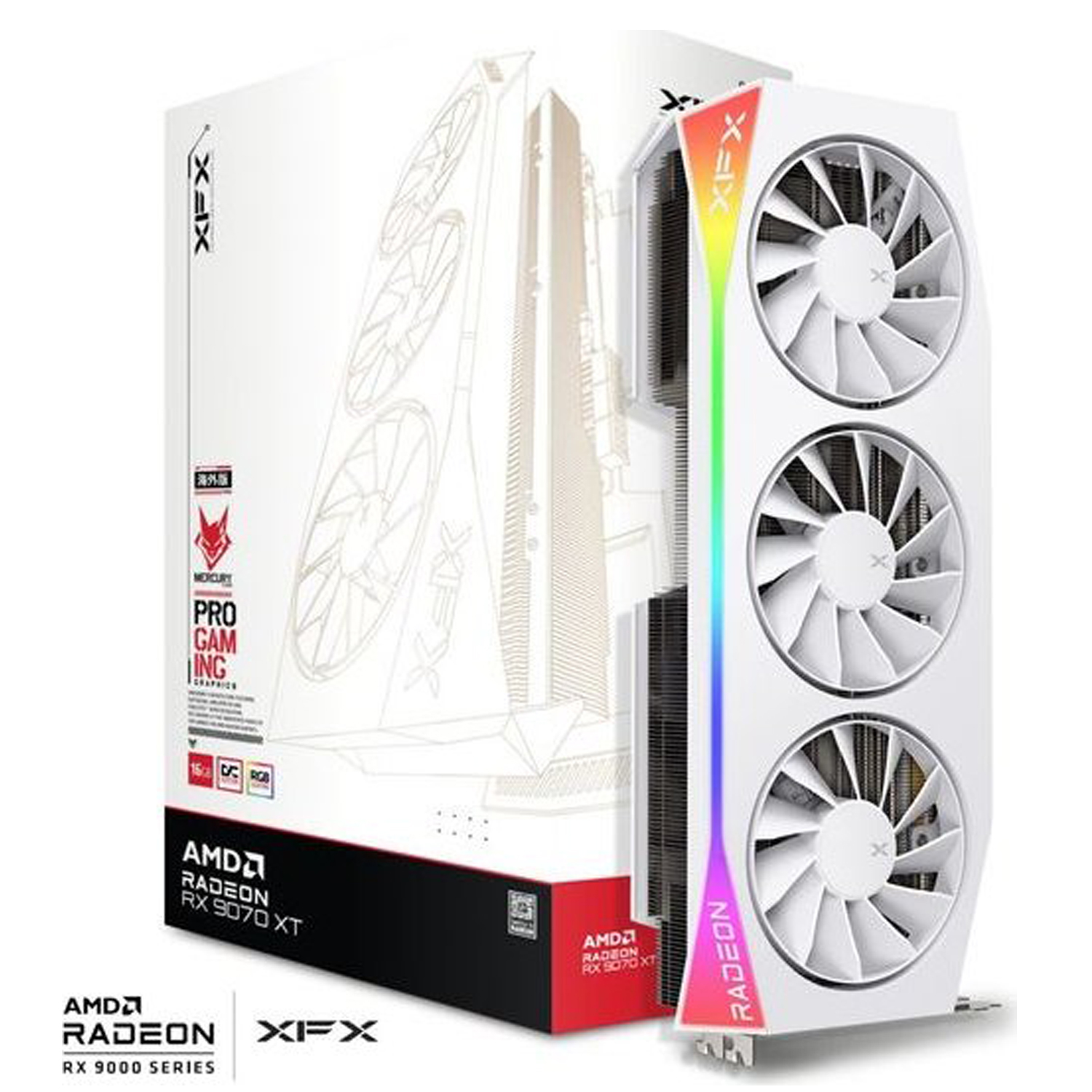 XFX Mercury Radeon RX 9070 XT OC Gaming RGB White Edition, 16GB 