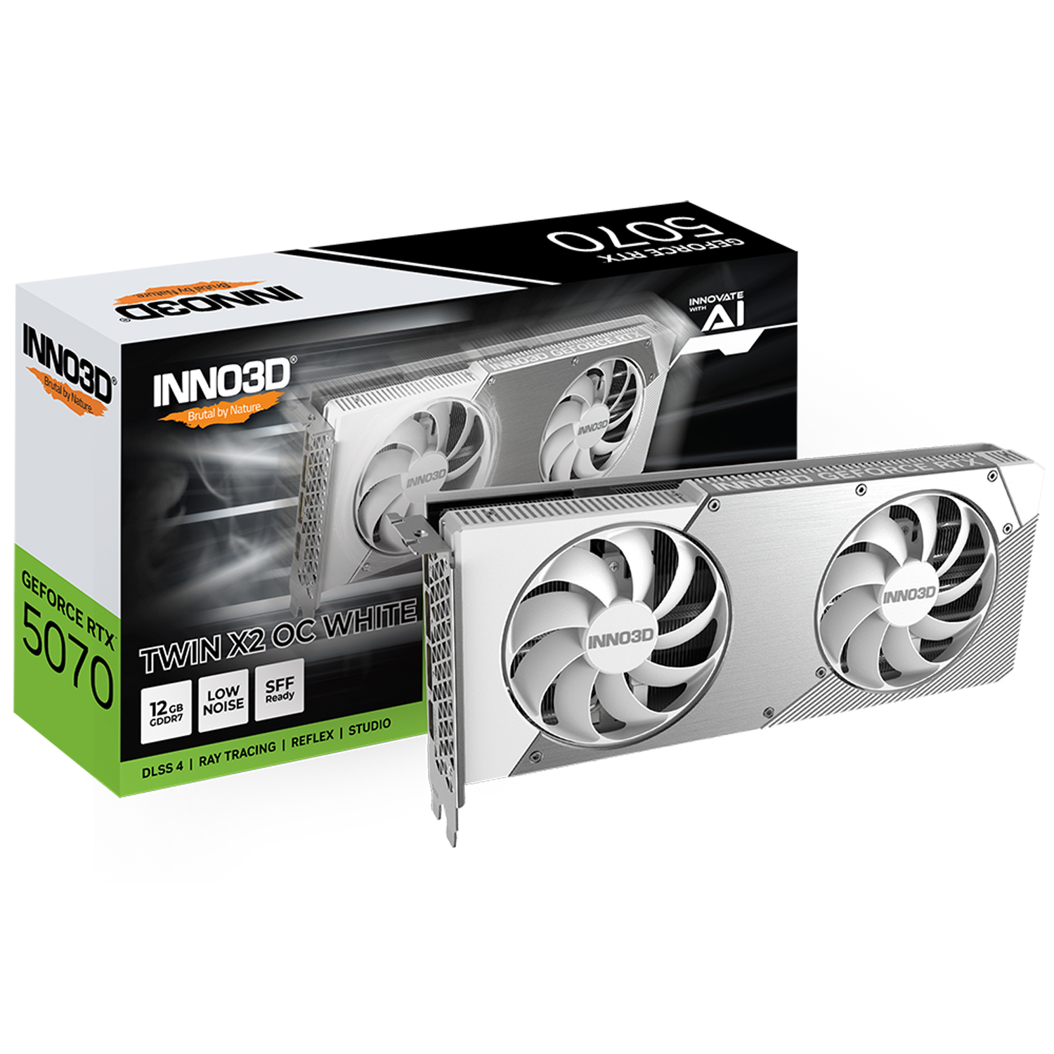 INNO3D GeForce RTX 5070 TWIN X2 OC White, 12GB GDDR7, HDMI, 3x D