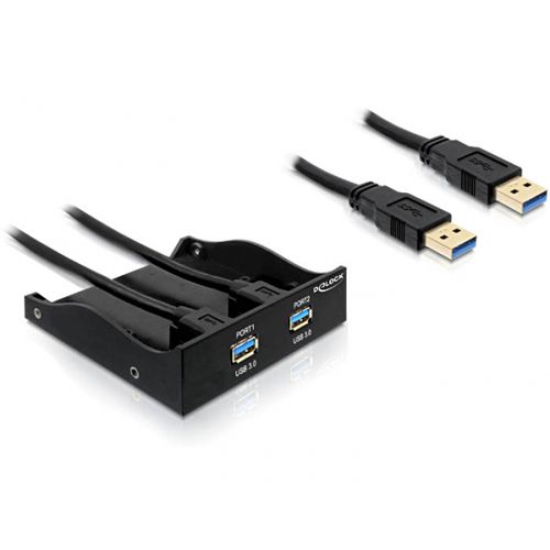 HUB USB Delock 2-Port für 5,25 oder 3,5 Einbau schwarz 2x USB3