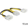 Delock Kabel Stromversorgung 8 Pin EPS > 2 x 4 Pin Molex 15cm