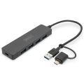 Digitus 4-Port Slim Line Hub, 4x USB-A/C 3.0 ohne Netzteil (opti